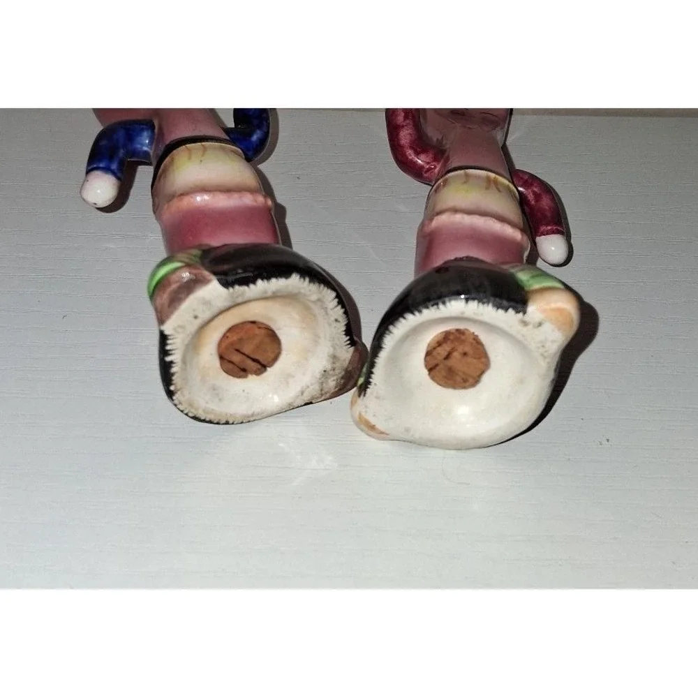 Vintage Anthropomorphic Spoon Fork Salt Pepper Shakers Pink Ceramic Japan Kitsch